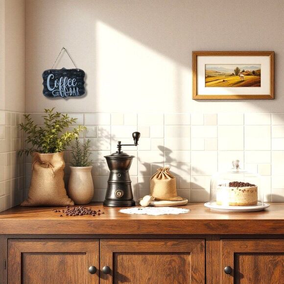 Coffee Bar white black rustic farmhouse kitchen decor handmade sign - Picture 9 of 9